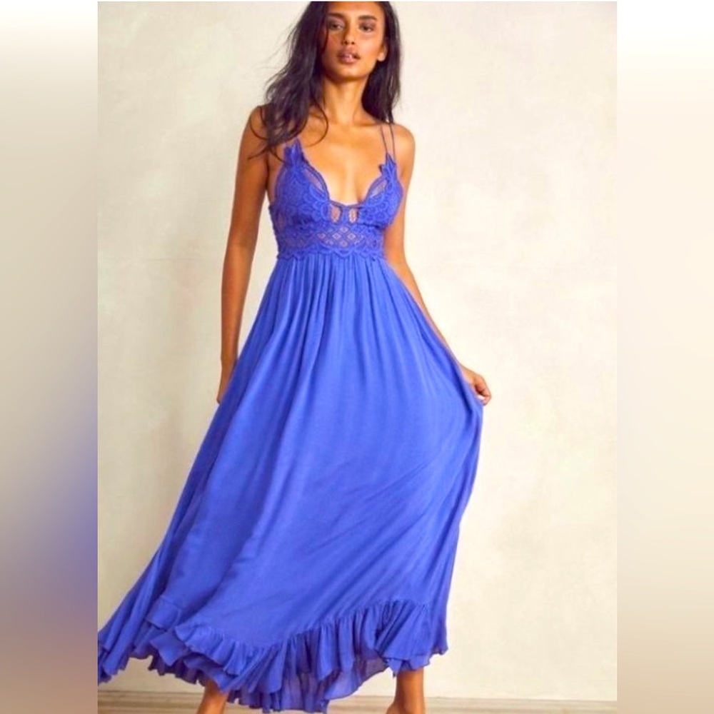 Free People Adella Maxi Dress LARGE PERIWINKLE